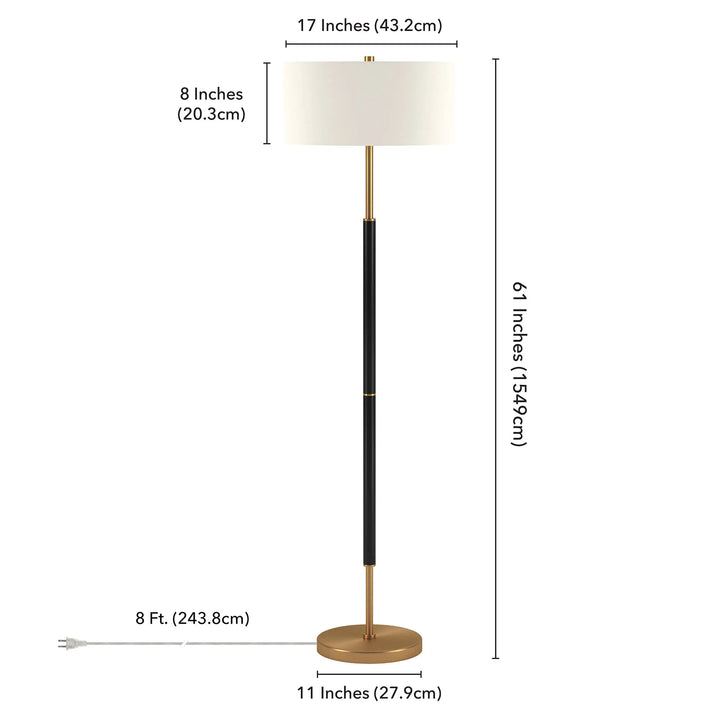 Henn&amp;Hart 61" Modern 2-Light Floor Lamp, Flat Black 
