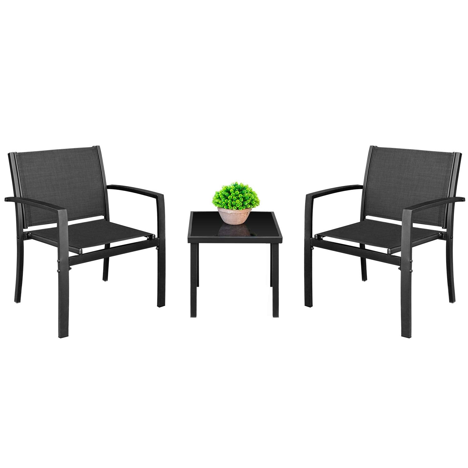 Homall 3-Piece Patio Bistro Set - Black 