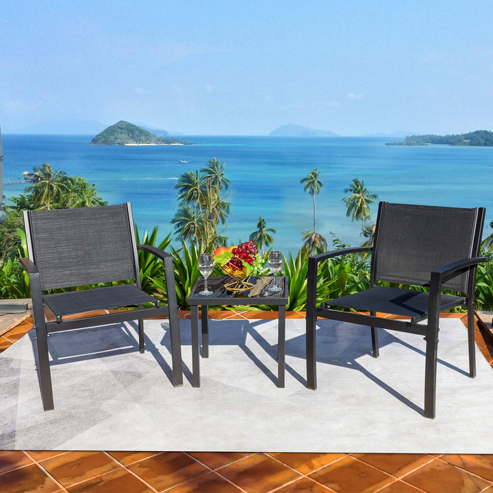 Homall 3-Piece Patio Bistro Set - Black 