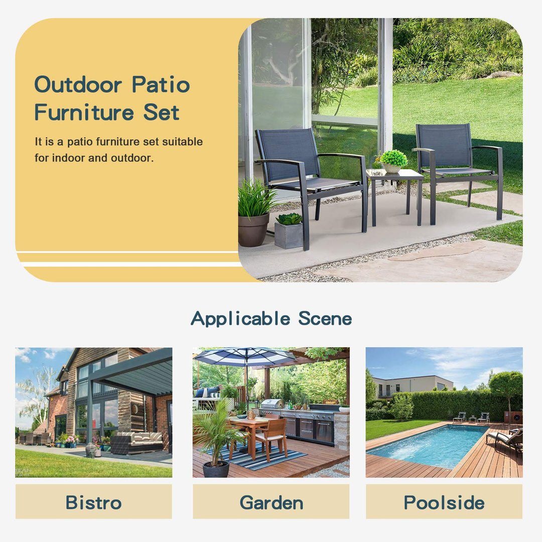 Homall 3-Piece Patio Bistro Set - Black 