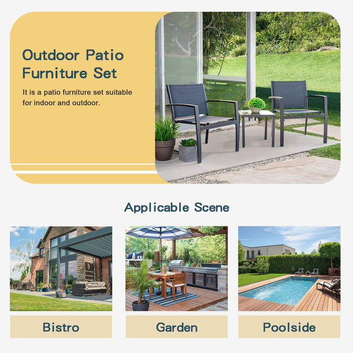 Homall 3-Piece Patio Bistro Set - Black 
