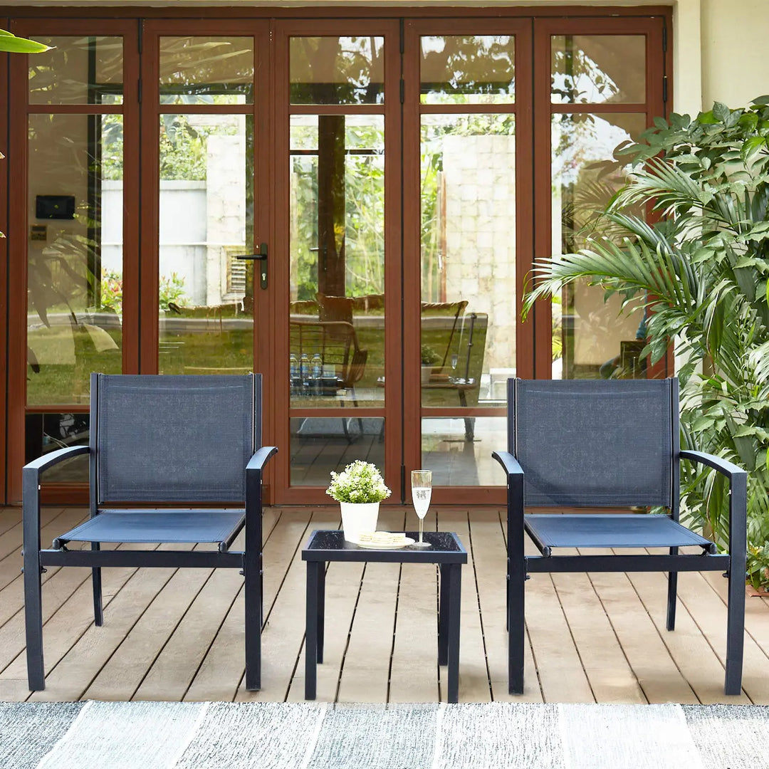 Homall 3-Piece Patio Bistro Set - Black 