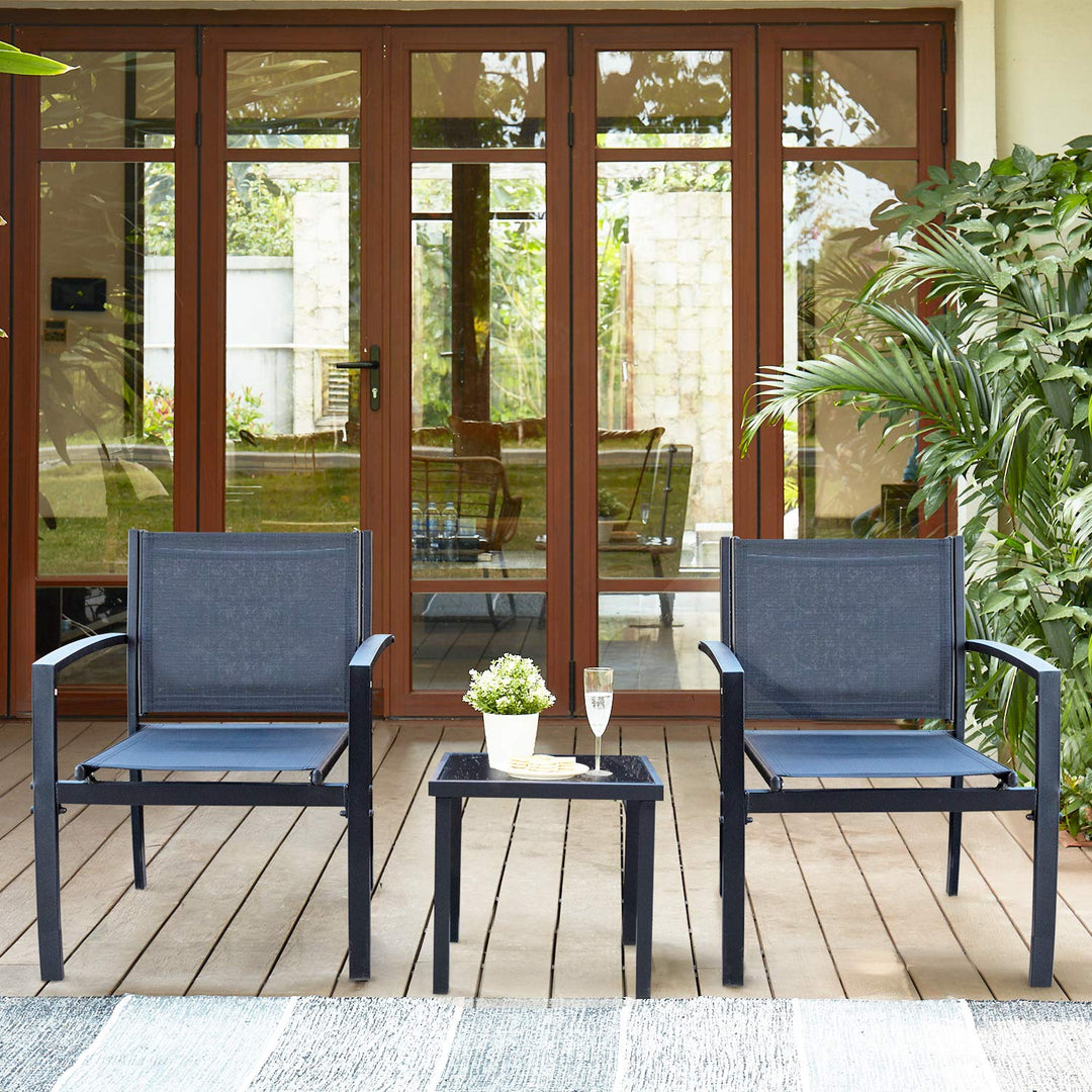 Homall 3-Piece Patio Bistro Set - Black 