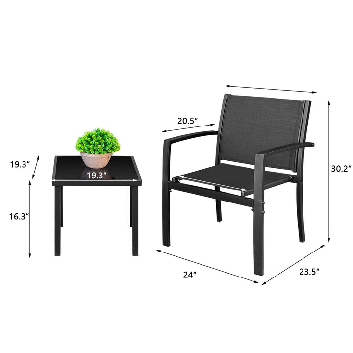 Homall 3-Piece Patio Bistro Set - Black 
