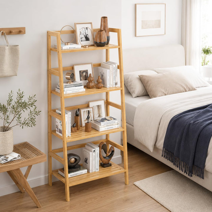 Homykic Bamboo 4-Tier Ladder Shelf 