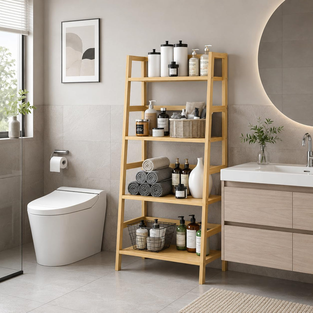 Homykic Bamboo 4-Tier Ladder Shelf 