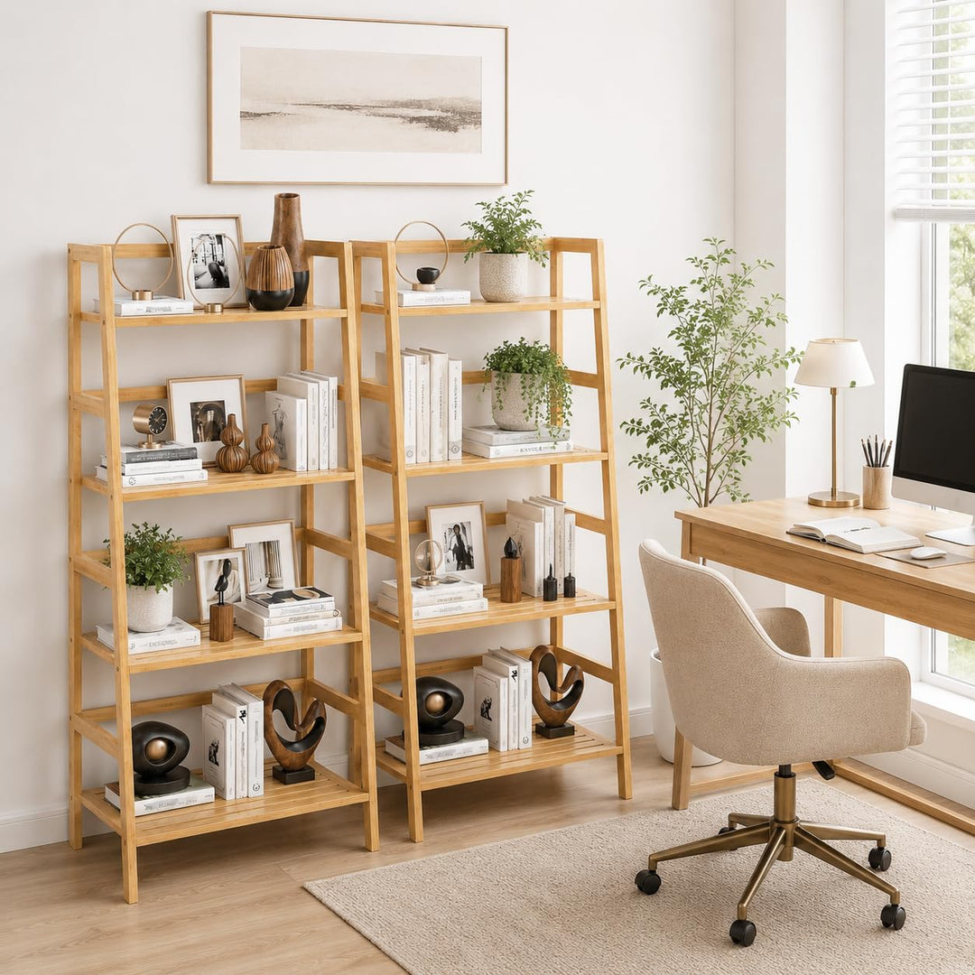 Homykic Bamboo 4-Tier Ladder Shelf 