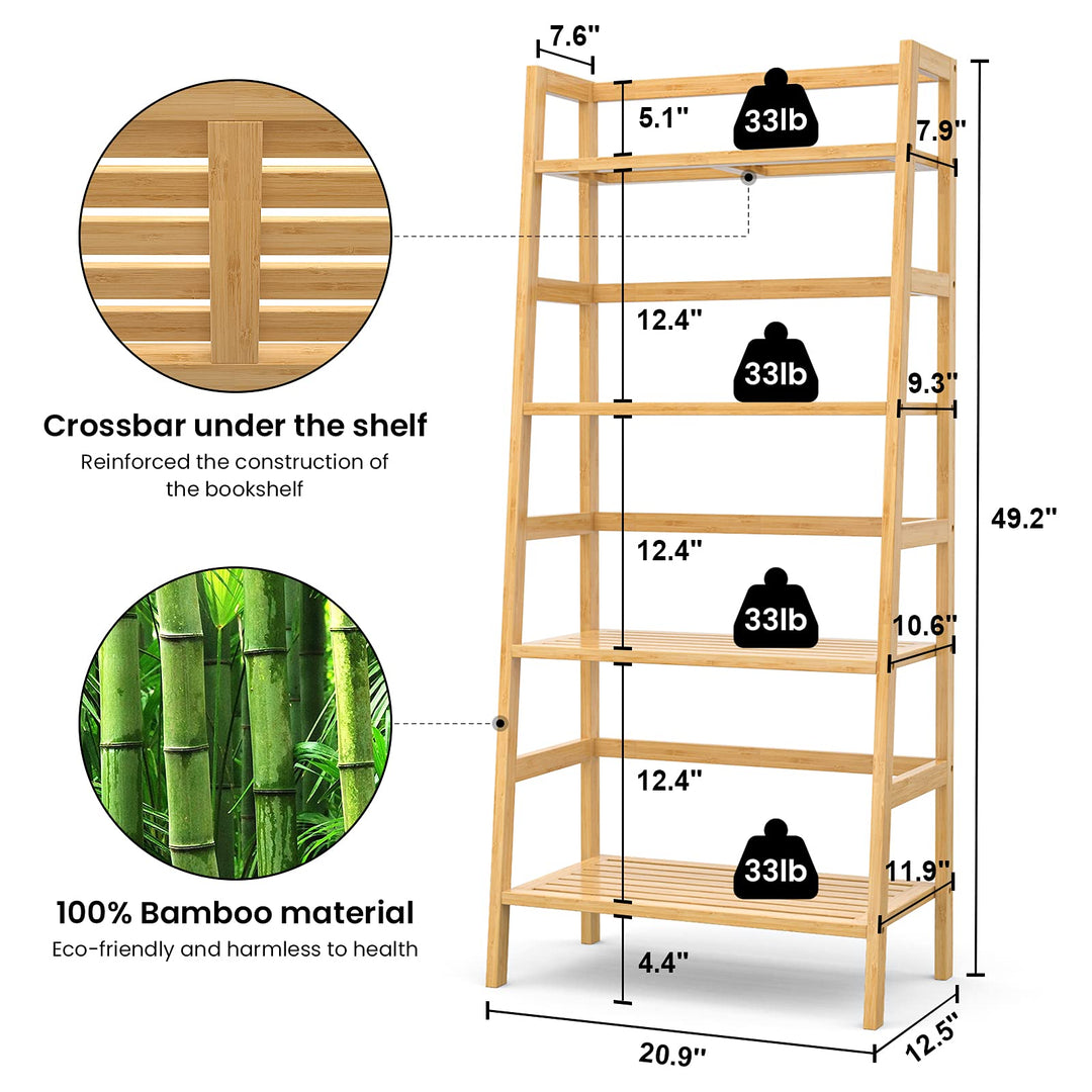 Homykic Bamboo 4-Tier Ladder Shelf 