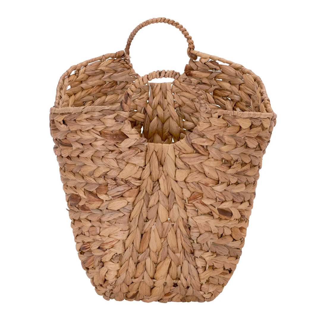 Household Essentials ML-4002 Tall Water Hyacinth Wicker Basket with Handles | Natural, Brown, Natural 