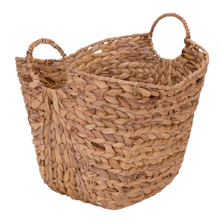 Household Essentials ML-4002 Tall Water Hyacinth Wicker Basket with Handles | Natural, Brown, Natural 