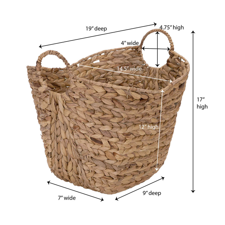 Household Essentials ML-4002 Tall Water Hyacinth Wicker Basket with Handles | Natural, Brown, Natural 
