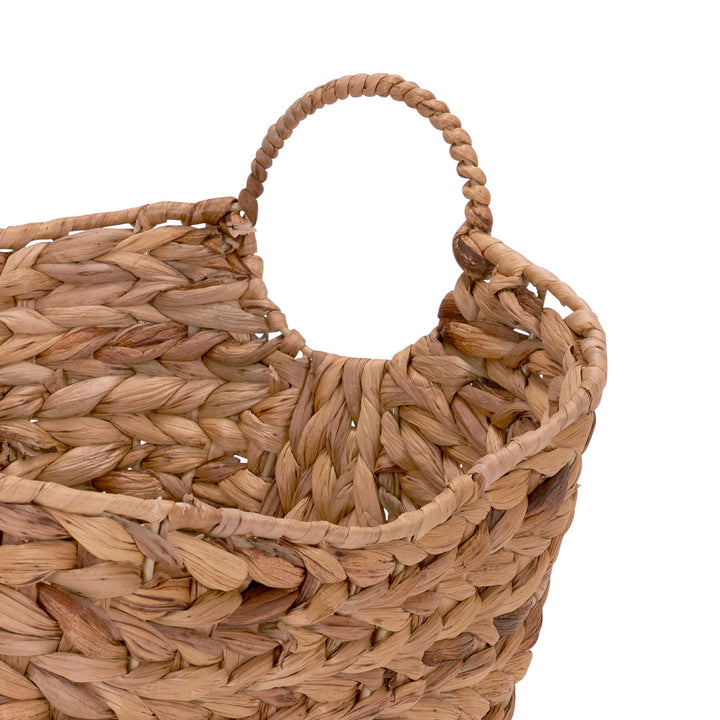 Household Essentials ML-4002 Tall Water Hyacinth Wicker Basket with Handles | Natural, Brown, Natural 