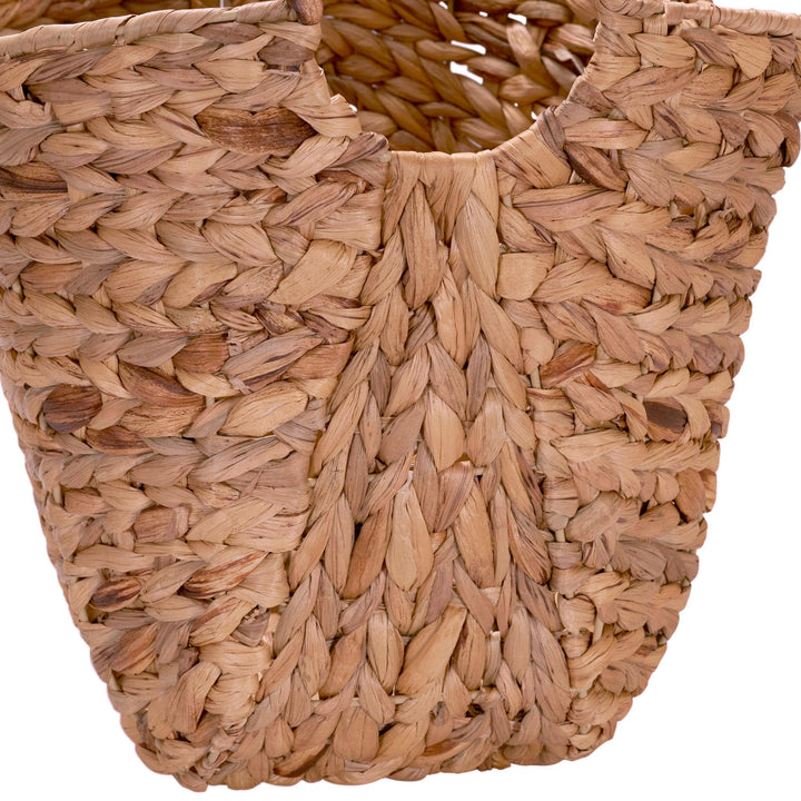 Household Essentials ML-4002 Tall Water Hyacinth Wicker Basket with Handles | Natural, Brown, Natural 