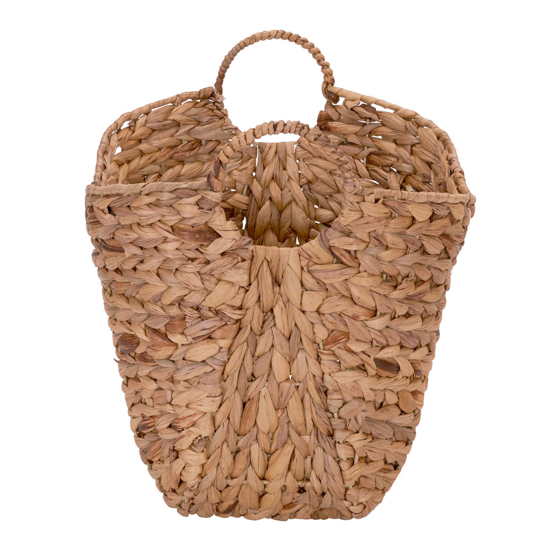 Household Essentials ML-4002 Tall Water Hyacinth Wicker Basket with Handles | Natural, Brown, Natural 