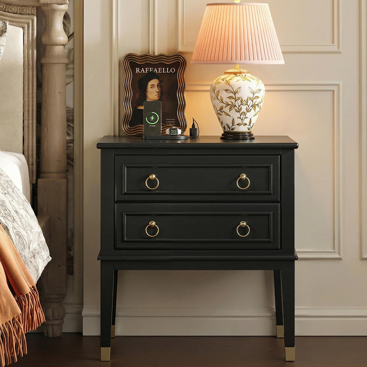 Huuger 27.6 Inch Tall Nightstand with Charging Station, USB-C Port 