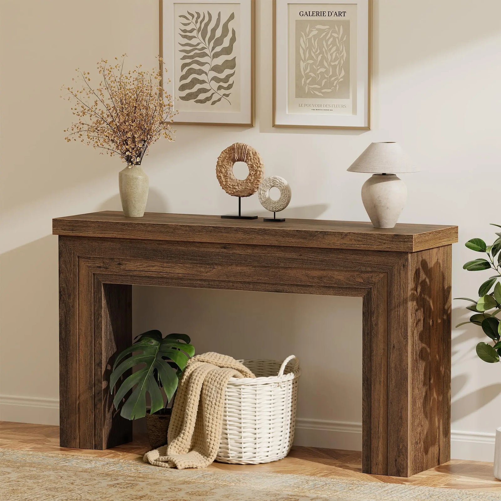 Huuger 54" Entryway Console Table - Rustic Brown 