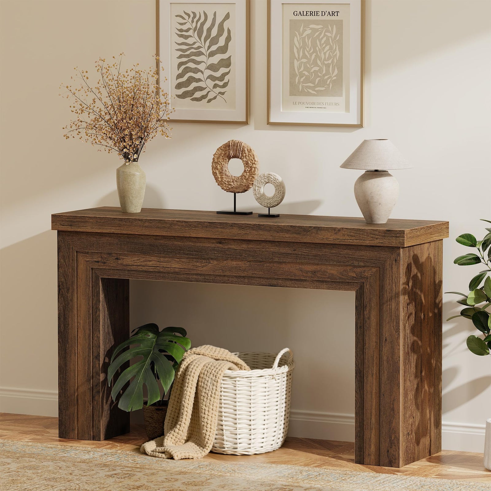 Huuger 54" Entryway Console Table - Rustic Brown 