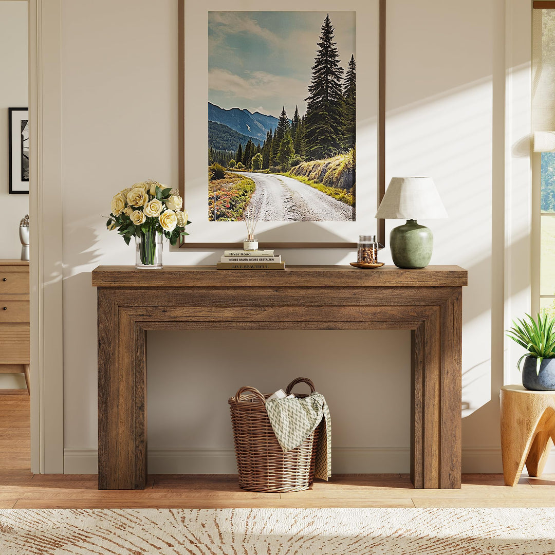 Huuger 54" Entryway Console Table - Rustic Brown 