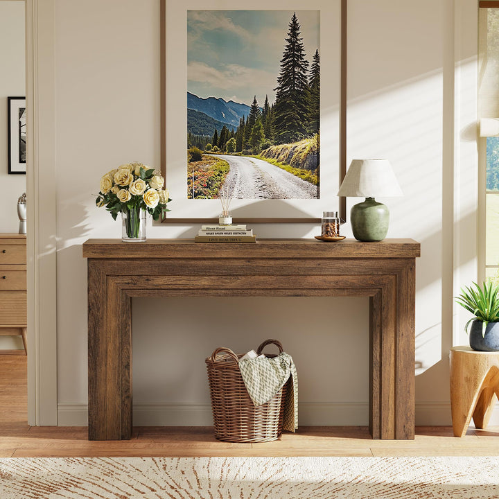 Huuger 54" Entryway Console Table - Rustic Brown 