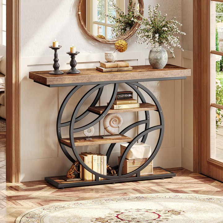 Huuger Modern Console Table, 41.3" - Rustic Brown 