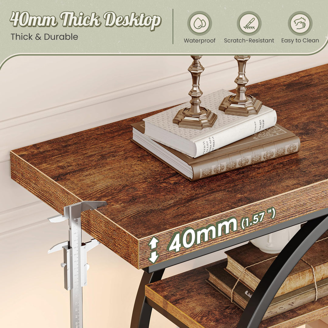 Huuger Modern Console Table, 41.3" - Rustic Brown 