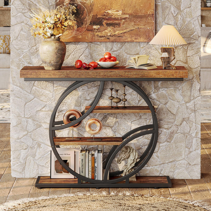 Huuger Modern Console Table, 41.3" - Rustic Brown 