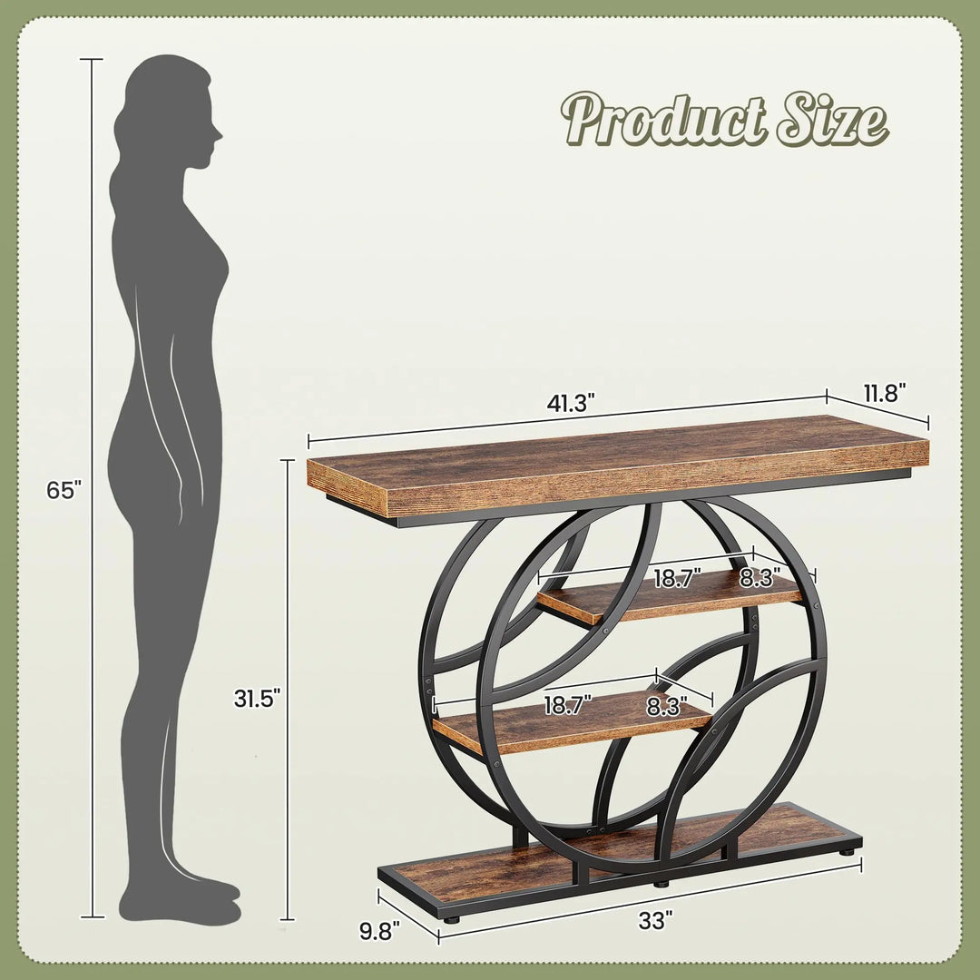 Huuger Modern Console Table, 41.3" - Rustic Brown 