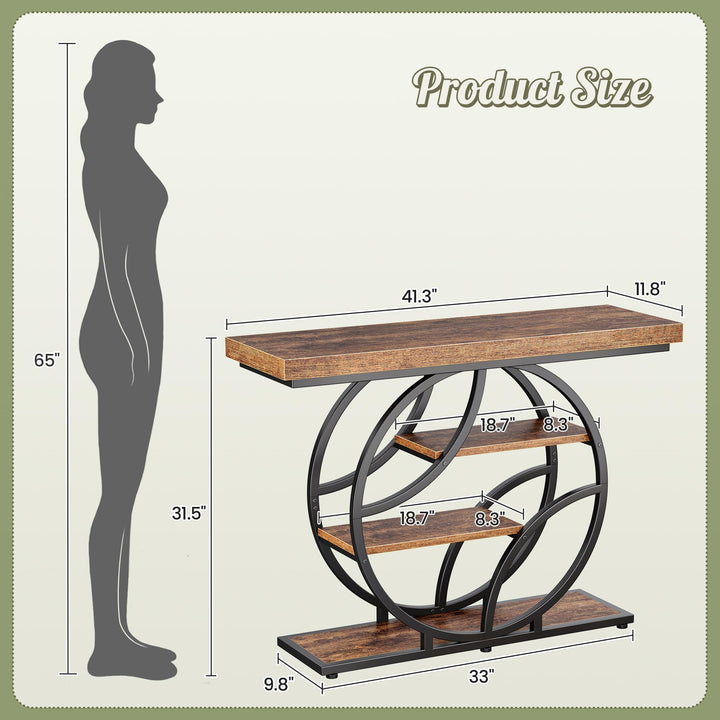 Huuger Modern Console Table, 41.3" - Rustic Brown 