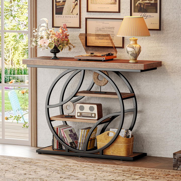 Huuger Modern Console Table, 41.3" - Rustic Brown 