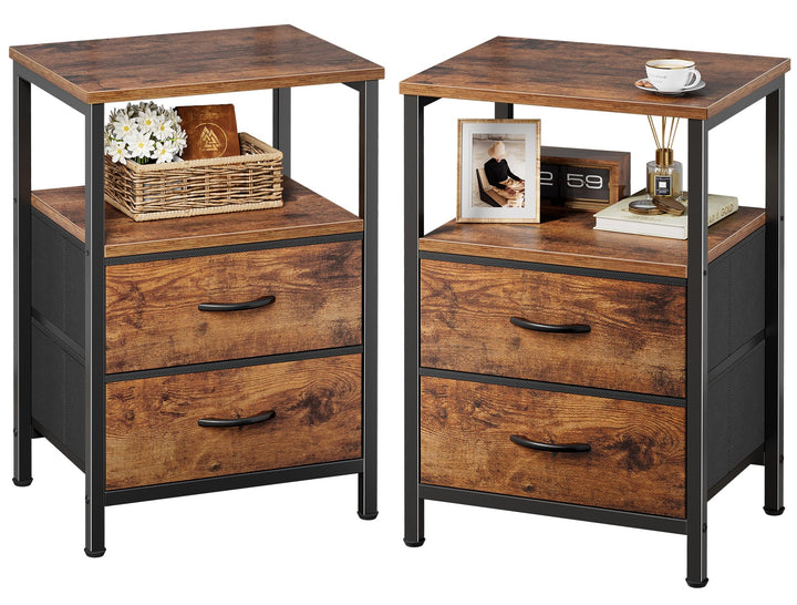 Huuger Night Stand Set of 2, Nightstand with 2 Drawers, Bedside Table 