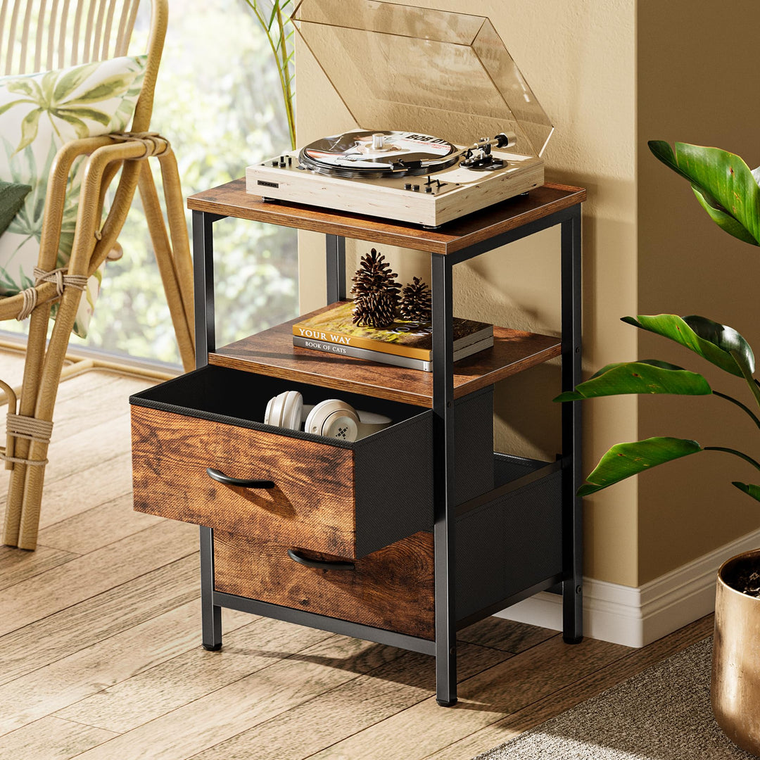 Huuger Night Stand Set of 2, Nightstand with 2 Drawers, Bedside Table 