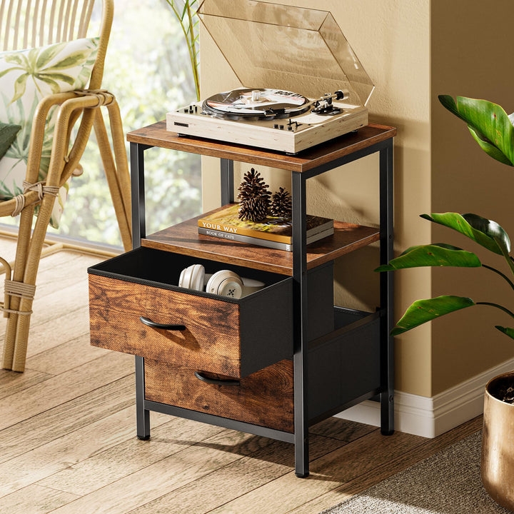 Huuger Night Stand Set of 2, Nightstand with 2 Drawers, Bedside Table 