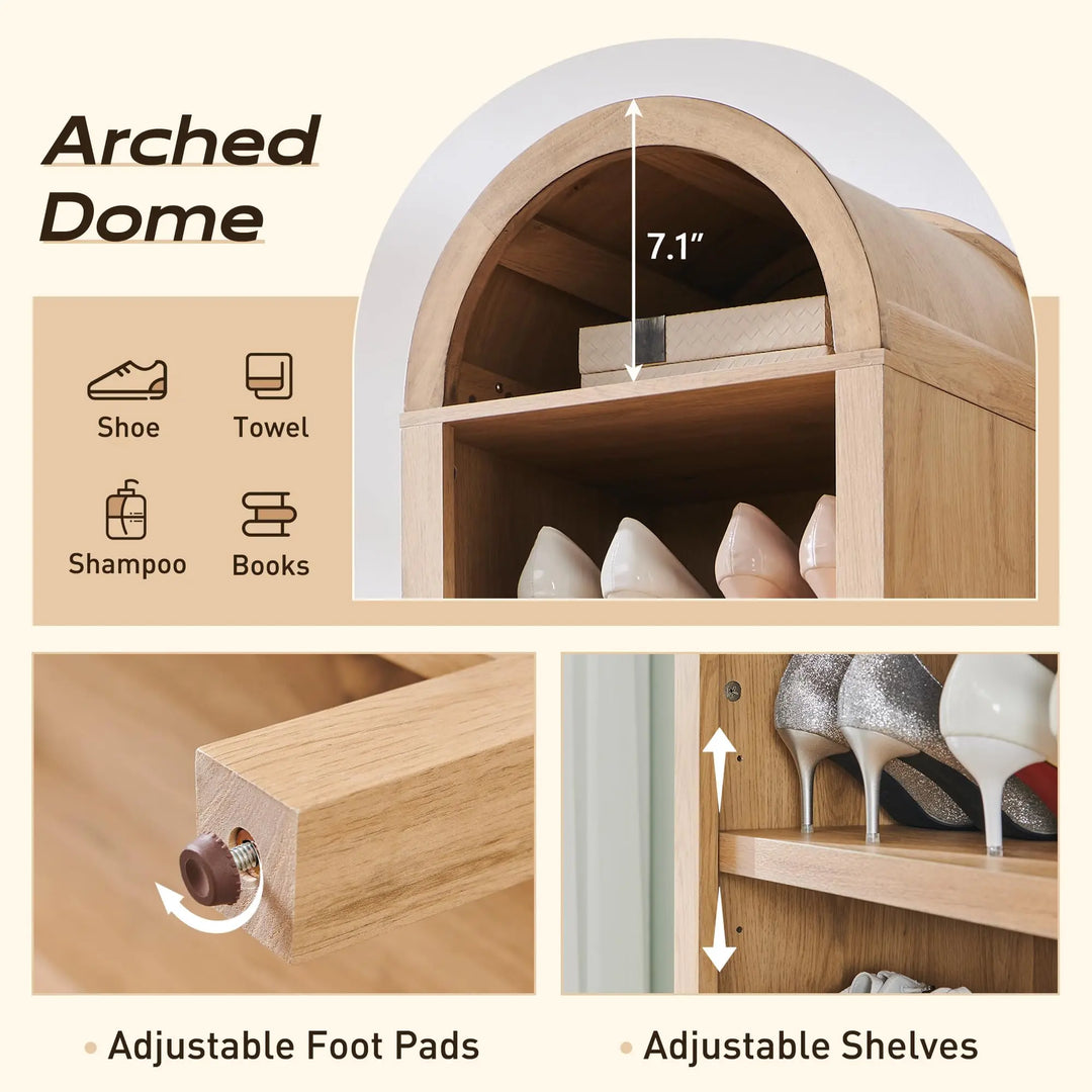 IFGET 71" Tall Arched Bookshelf, 8 Tiers Arch Bookcase (Natural) 