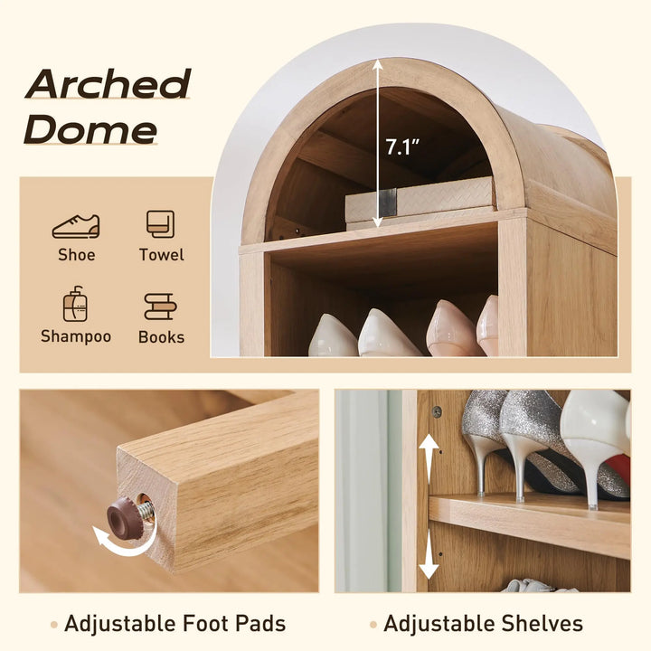 IFGET 71" Tall Arched Bookshelf, 8 Tiers Arch Bookcase (Natural) 