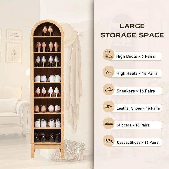 IFGET 71" Tall Arched Bookshelf, 8 Tiers Arch Bookcase (Natural) 