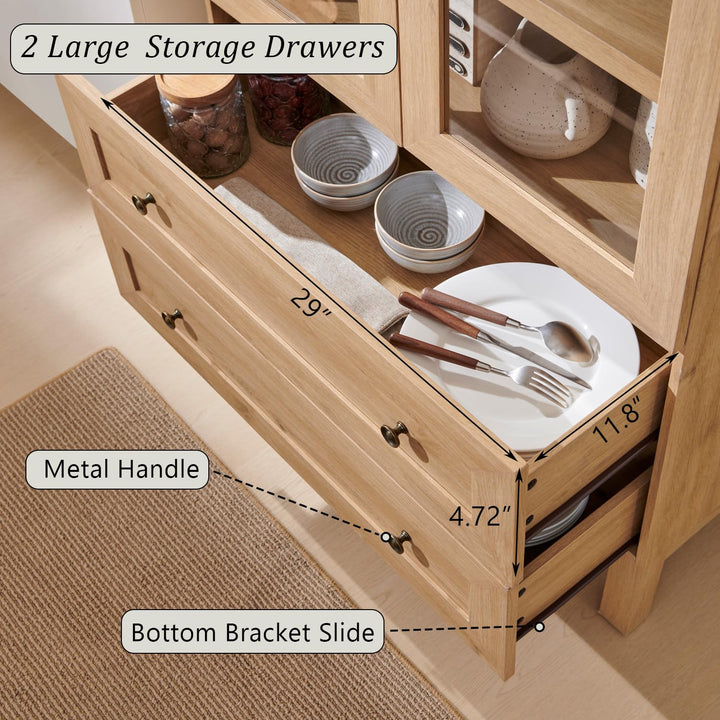 IFGET 71" Tall Arched Kitchen Pantry, Kitchens Storage Cabinets, Natural 