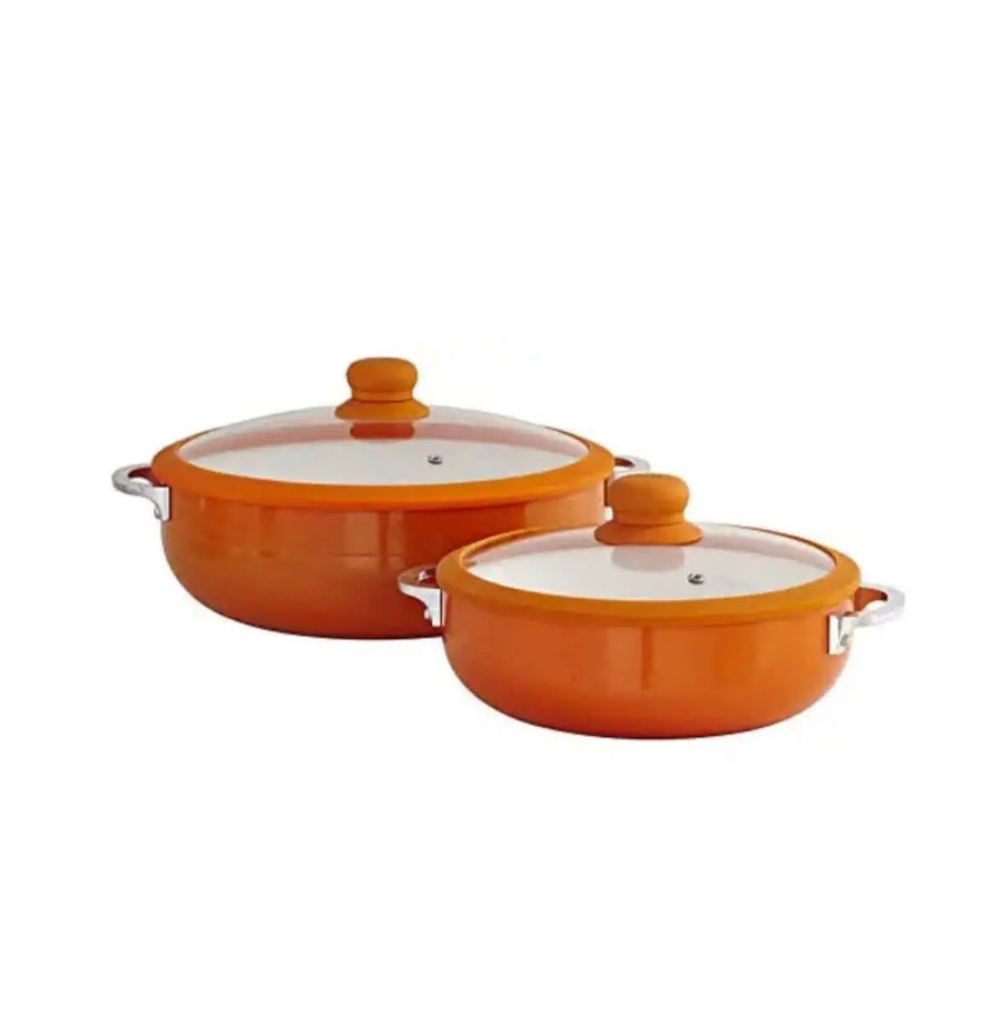IMUSA Orange Caldero Cookware 2-PC Set, Ceramic Interior - Orange 