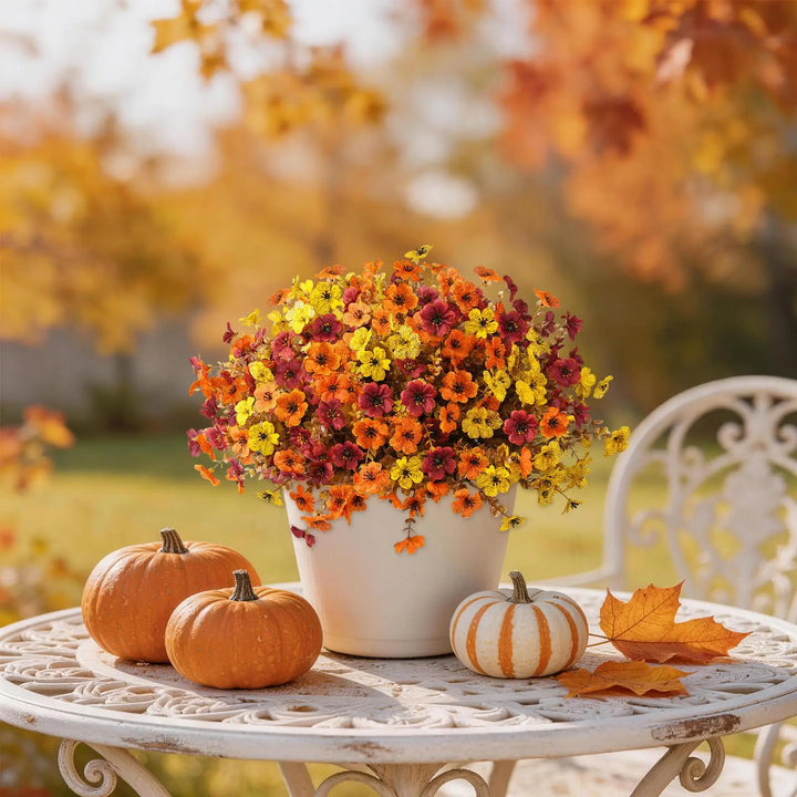 INQCMY Artificial Fake Fall Plants Flowers for Outdoor Outside Decoration