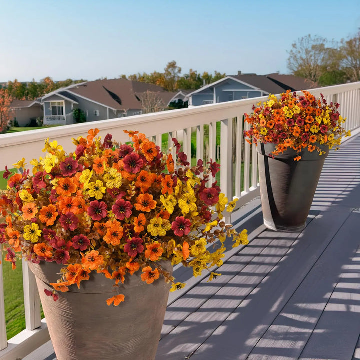 INQCMY Artificial Fake Fall Plants Flowers for Outdoor Outside Decoration