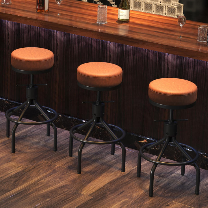 Industrial Bar Stools Set of 3 Adjustable Swivel Barstools Modern 28inch 