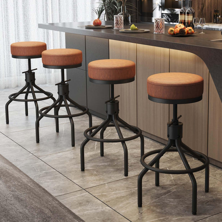 Industrial Bar Stools Set of 3 Adjustable Swivel Barstools Modern 28inch 