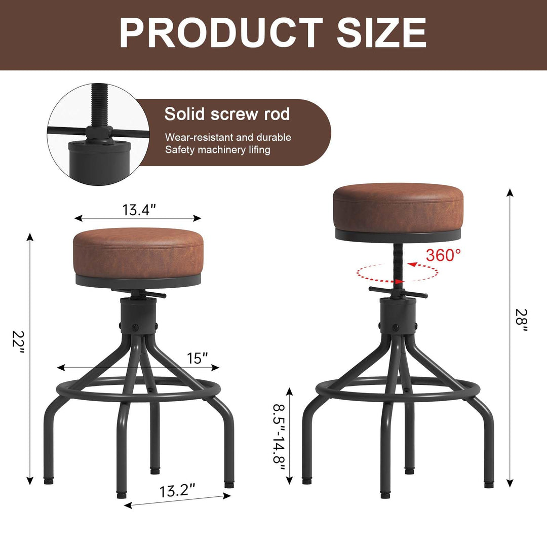 Industrial Bar Stools Set of 3 Adjustable Swivel Barstools Modern 28inch 