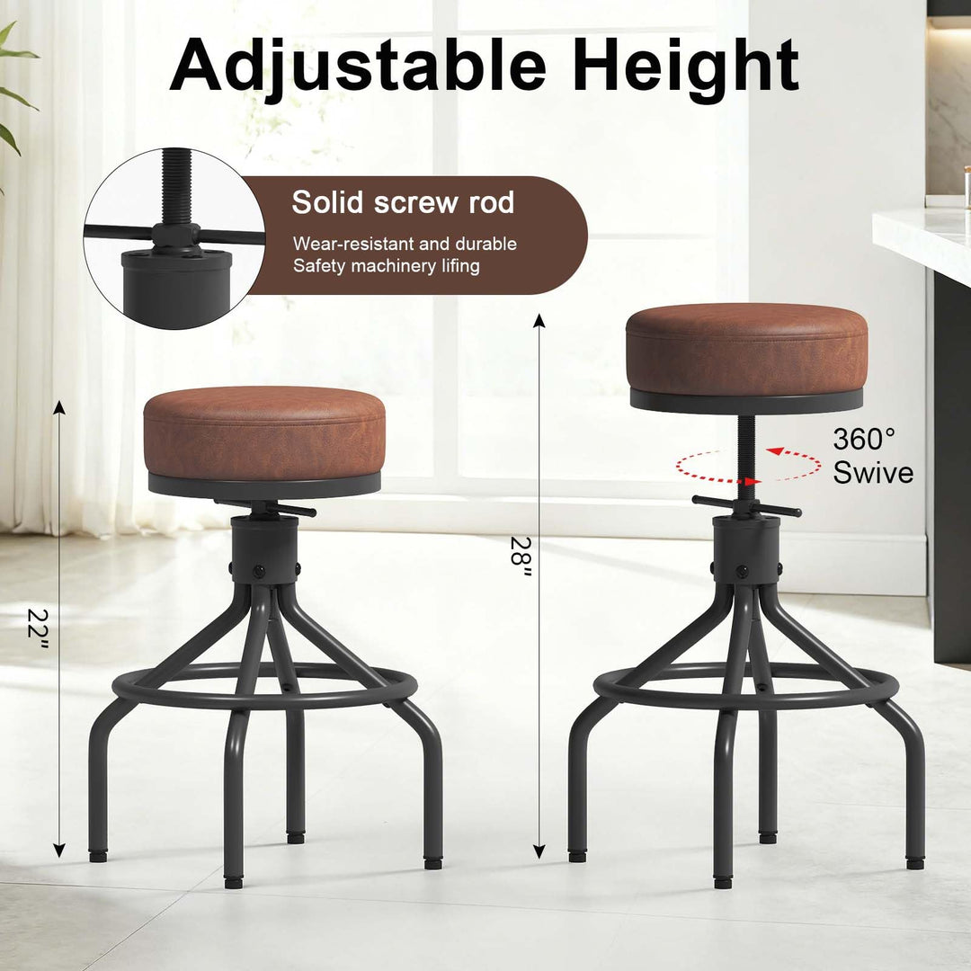 Industrial Bar Stools Set of 3 Adjustable Swivel Barstools Modern 28inch 