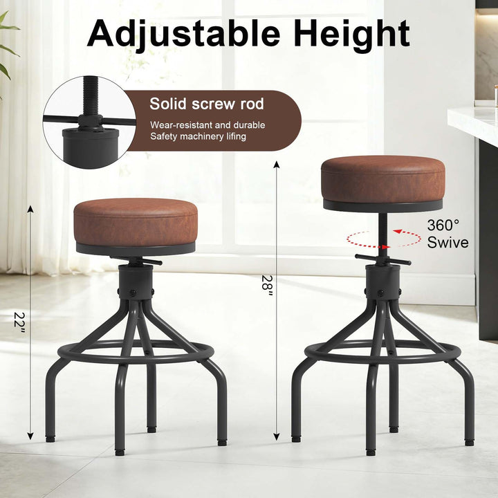 Industrial Bar Stools Set of 3 Adjustable Swivel Barstools Modern 28inch 