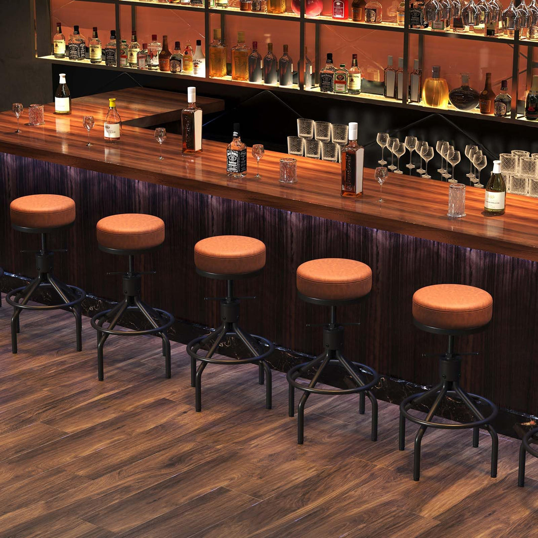 Industrial Bar Stools Set of 3 Adjustable Swivel Barstools Modern 28inch 