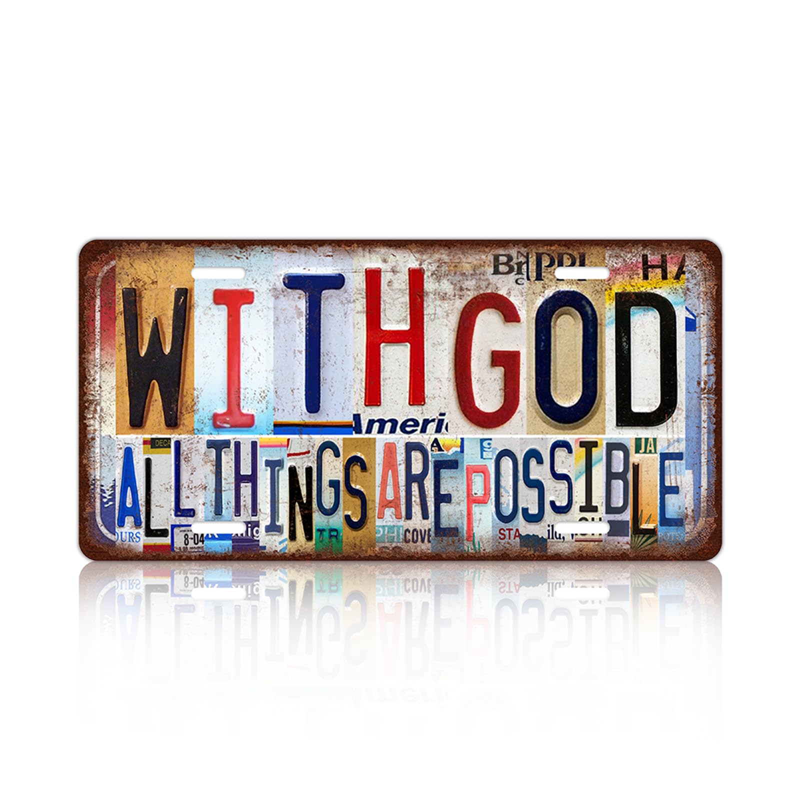 JBYMsign Vintage Inspirational Wall Decor With God All Things Are Possible 