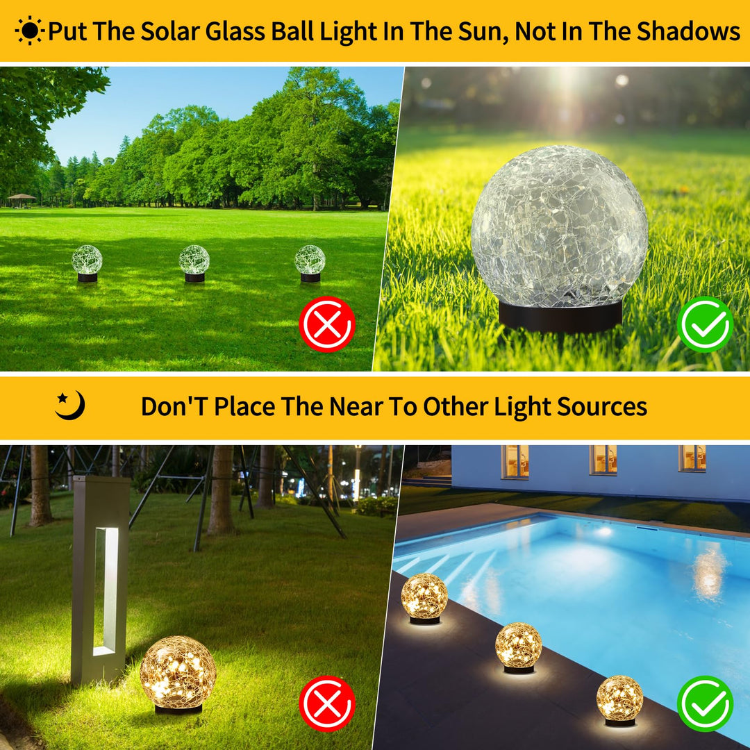 JKIMK Solar Globe Lights Outdoor Waterproof-Solar Balls for Garden 