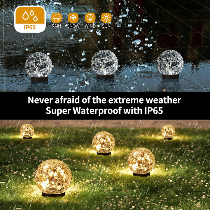 JKIMK Solar Globe Lights Outdoor Waterproof-Solar Balls for Garden 