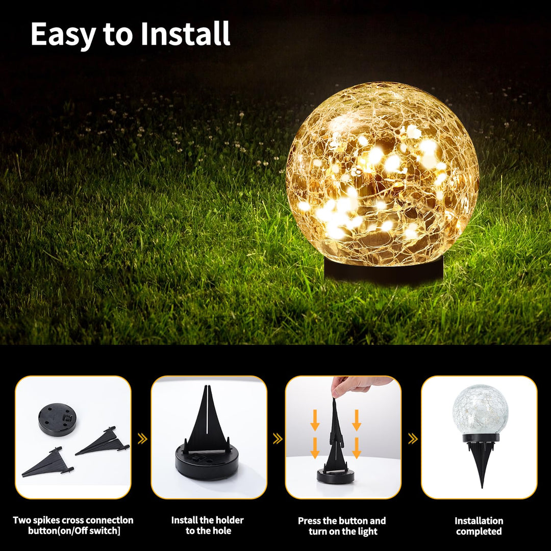 JKIMK Solar Globe Lights Outdoor Waterproof-Solar Balls for Garden 