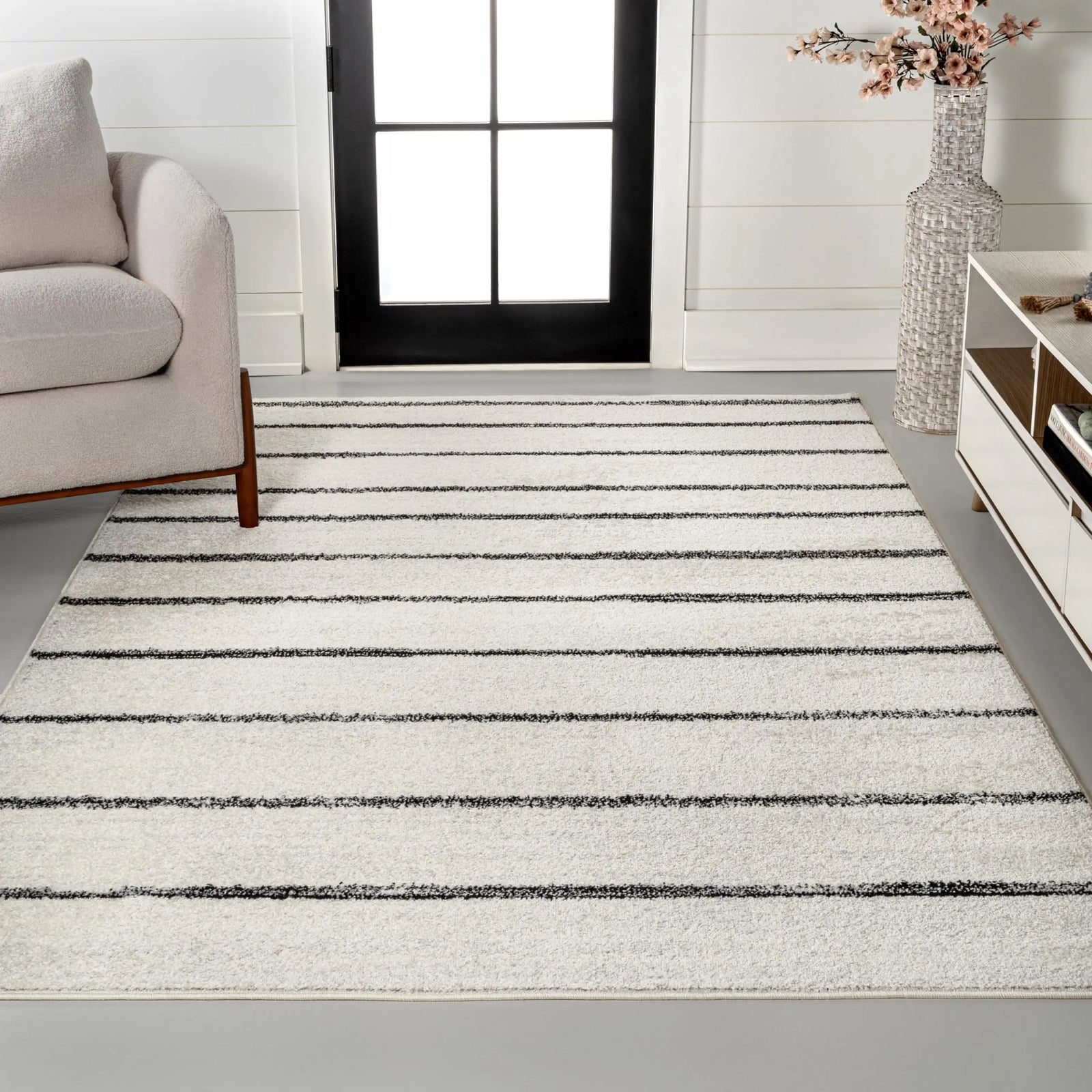 JONATHAN Y Williamsburg Stripe Area Rug, 8’x10’ - Cream/Black 